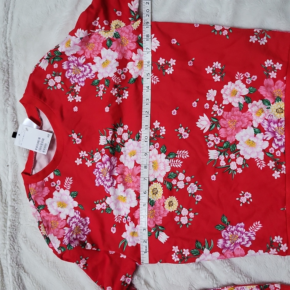 H&M 100% Cotton Red Floral Lightweight Sweatshirt Size Small, New With Tags - Picture 6 of 8